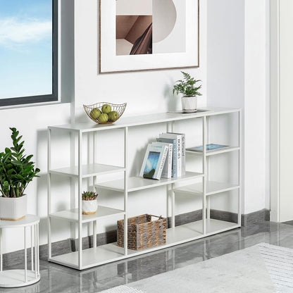 HDANI Consoletafel 140 cm, modern ingangsmeubel, ingangsconsole, robuust en stabiel frame, verstelbare poten, voor woonkamer, hal, voordeur, 140 x 30 x 80 cm, wit