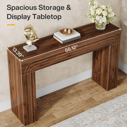Tribesigns Console Table 140 x 34 x 90 cm | Coffee Table | Hallway Table for Small Spaces | Console Narrow Long in the Entrance | Hallway Living Room | Vintage Brown