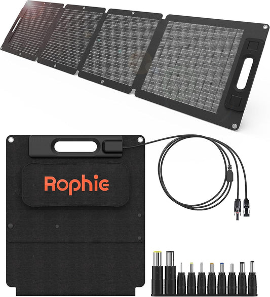 Rophie 100 W zonnepaneel, opvouwbaar monokristallijn MC-4-uitgang voor powerstation, 3,3 kg, ultralicht, instelbare kickstandaard, IPX67 zonnepaneel voor camping, reizen