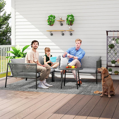 Loungeset – Tuinmeubelset – Buitenmeubels – Balkonset – Terrasmeubels – Weerbestendig Gepoedercoat Staal – Modulaire Opstelling Met Comfortabele Kussens