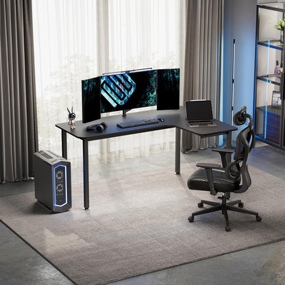 Eureka Ergonomisch gaming-bureau. 155 cm Hoekbureau groot L-vormig gaming computerbureau met kabel management systeem en muismat voor thuiskantoor. Zwart, rechts