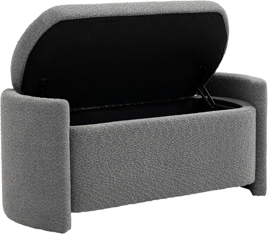 HOMCOM Sitzbank, Bettbank mit Stauraum, Polsterbank mit Deckel, Samtoptik, Aufbewahrungsbank, Truhenbank für Wohnzimmer, Schlafzimmer, Grau, 105 x 44 x 45.5 cm - QUORE