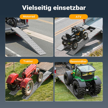 Wiltec Laadhelling inklapbaar - 2280 x 280 mm - max. draagkracht 680 kg - aluminium - met riem - voor motorfiets mountainbike quad - oprijplaat rail