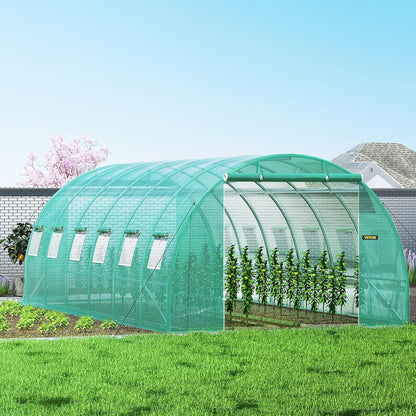 VEVOR Arched roof greenhouse 6.1 x 3 x 2.1 m film greenhouse galvanised steel frame and PE tarpaulin greenhouse tunnel waterproof and UV-resistant tomato greenhouse ideal for growing vegetables flowers