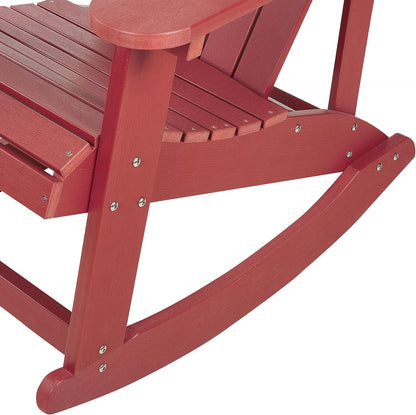 Schommelstoel – Rocking Chair – Schommelstoel Tuin – Relaxstoel – Tuinstoel – Traditioneel Design – Kunsthout & RVS Frame – Weerbestendig Rood