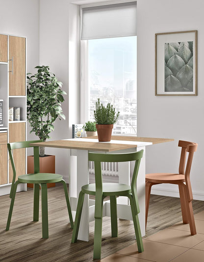 Symbiosis Trick B2 tafel, hout veredeld, blanc/chêne naturel, 73,4 x 103 x 76 cm