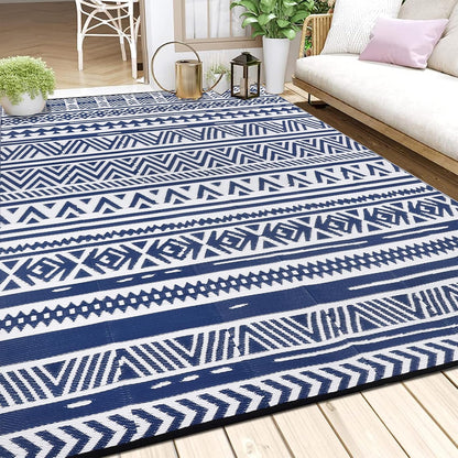 Buiten Vloerkleed - Buitenkleden - Buitentapijt - Opvouwbaar - UV-bestendig - Waterdicht - Omkeerbaar - Buitenmatten - voor Buiten - Balkon - Strand - Picknick -Terras - Rechthoekig - 240 x 300 cm - Blauw