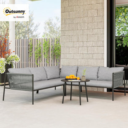 Loungeset – Tuinmeubelset – Buitenmeubels – Balkonset – Terrasmeubels – Weerbestendig Gepoedercoat Staal – Modulaire Opstelling Met Comfortabele Kussens