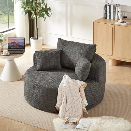 Fauteuil – Relaxstoel – Leunstoel – Loungezetel – Zitzak – Wit Chenille – Handmatig Verstelbare Rugleuning – Direct Gebruiksklaar Zonder Montage