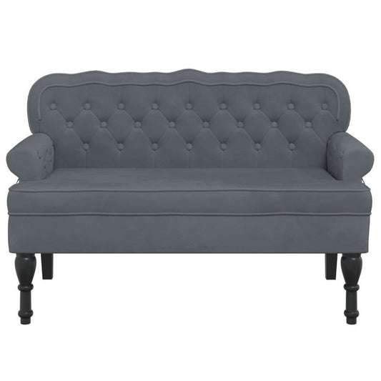 Bank – Sofa – Zitbank – Tweezitsbank – Loungebank – Donkergrijs – Velvet Bekleding – Stevige Houten Constructie