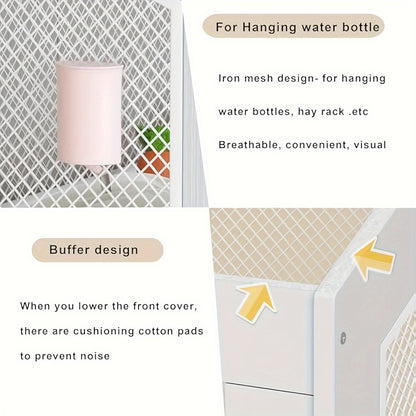 Hamsterkooi – Knaagdierenkooi – Konijnenkooi – Dierenkooi – Huisdierkooi – Hout Met IJzeren Gaas – Ruime Opbergruimte – Goede Ventilatie - 80 x 40 x 108 cm - Wit