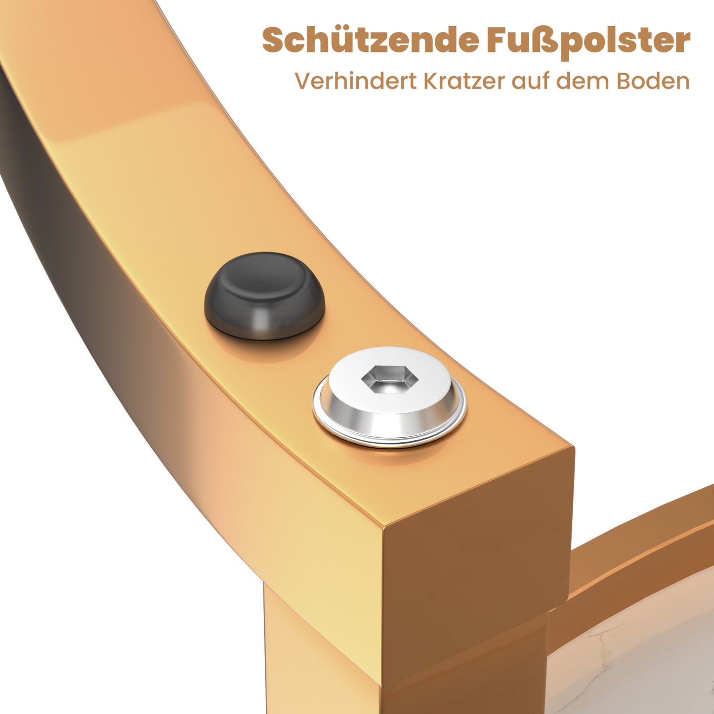 2-delige Salontafel Set – Woonkamer Tafel – Balkon Tafel – Marmeren Tafel – Hoogglans Tafel – Gouden Frame – Opbergruimte Onderblad