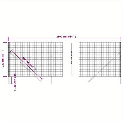Draadgaashek – Gaashek – Tuinhek – Veiligheidshek – Afzethek – Gegalvaniseerd Staal – 2,2x25 Meter – Weerbestendig – Antraciet