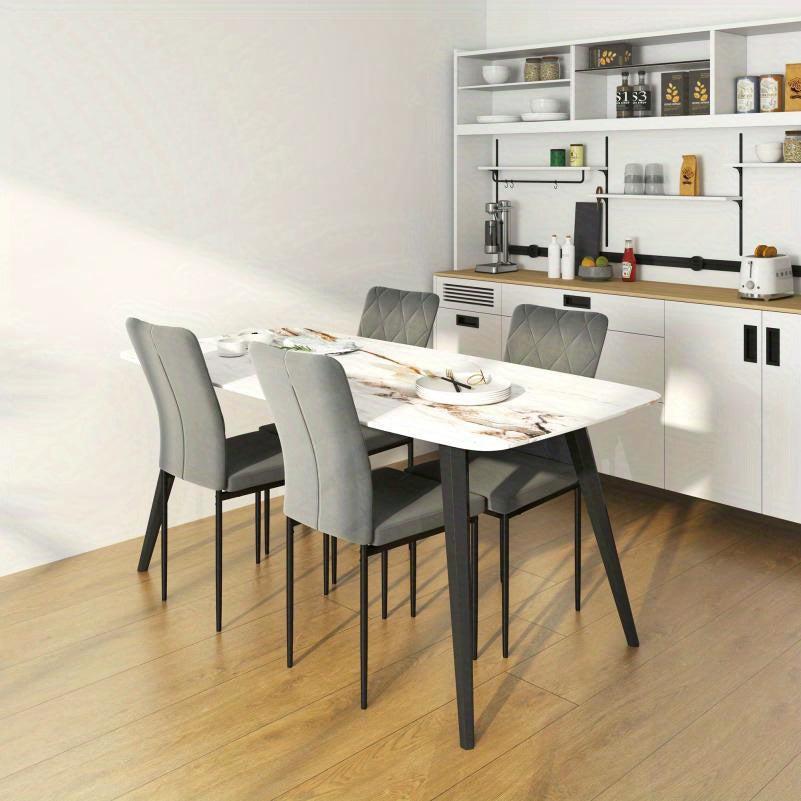 Eetstoel – Eetkamerstoel – Kuipstoel – Stoel – Stoeltjes – Set Van 4 – Velvet Stof – Met Armleuningen – Metalen Poten – Donkergrijs – Comfortabele Rugleuning