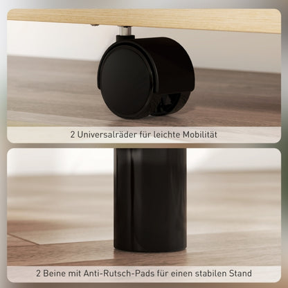 Presentatiewagen – Mobiel Presentatiepodium – Laptoptafel – Podium met Opbergruimte – Verrijdbaar Trolley – Inklapbare Zijpanelen – Stevig Hout – Ergonomische Hoogte 117 cm