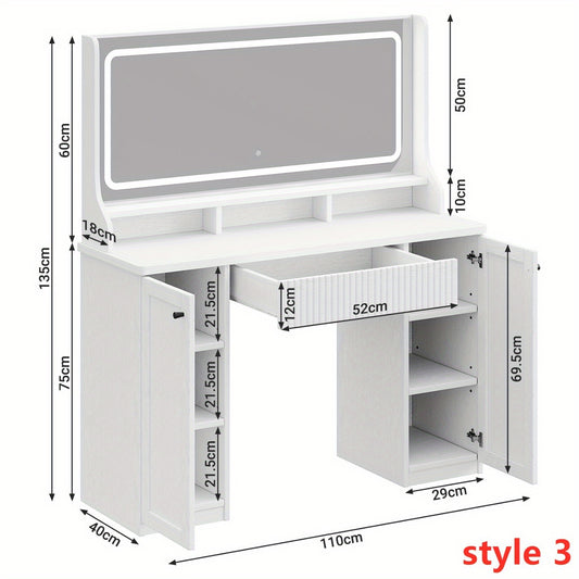 Make-up tafel – Kaptafel – Cosmeticatafel – Make-up bureau – Dressing table – Duurzaam hardhout en glas – Ruime opbergruimte met lades en verstelbare planken