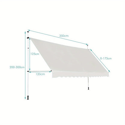 Balkonzonnescherm – Balkonluifel – Zonwering – Uitvalscherm – Zonneluifel – 200 cm Breed – Aluminium Frame – Handmatige Bediening