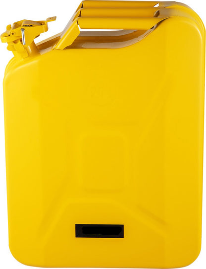 Benzinejerrycan - 0.8 mm Dik Koudgewalst Staal - 30 x 15 x 18.5 Inch 20 Liter - met Ergonomische Handgrepen - met Flexibele Uitloopauto's - Geel
