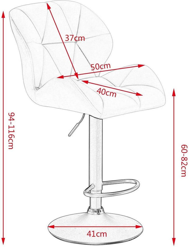 Barkruk Comfy Zwart - Met rugleuning - Stevig- Kunstleer - Set van 1 - Keuken - Barstoelen ergonomisch - Verstelbaar in hoogte - Zithoogte 60-82cm
