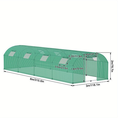 Kas – Tuinkas – Kasje – Broeikas – Kweekkas – 3 x 8 x 2 m – Gegalvaniseerd Stalen Frame – UV-Bestendige HDPE & LDPE Hoes