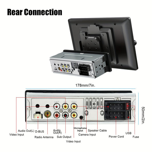 Autoradio – Draaibare Autoradio – Touchscreen Radio – Single DIN Autoradio – Multimedia Speler – 10,4 Inch IPS Scherm – Draadloos CarPlay & Android Auto – Inclusief DAB+ Adapter