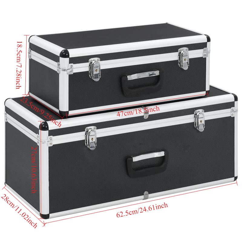 Opbergkoffer – Opbergkist – Gereedschapskoffer – Opbergbox – Opbergbak – Aluminium & ABS – Set Van 2 Met Slot & Verstevigde Hoeken