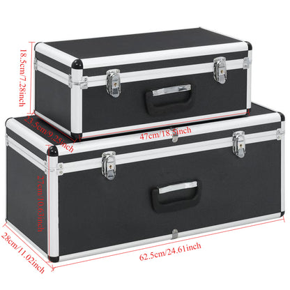 Opbergkoffer – Opbergkist – Gereedschapskoffer – Opbergbox – Opbergbak – Aluminium & ABS – Set Van 2 Met Slot & Verstevigde Hoeken