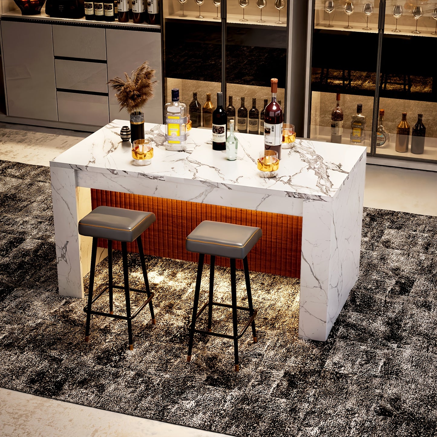 Bartafel – Bartafel Keukentafel – Statafel – Bistrotafel – Barmeubel – Uitbreidbaar – Wit Met Champagne Metalen Frame – Groot 160x80 cm