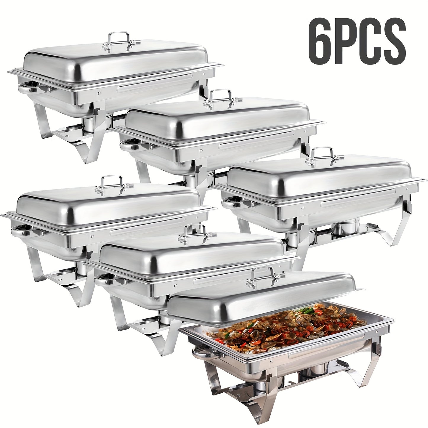 Chafing Dish – Buffetwarmer – Warmhoudplaat – Bain Marie – Warmhoudset – 6-delig – Roestvrij Staal – 9 Liter – Inklapbaar