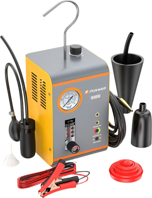 Automobiele Rookmachine - Rooklekdetector voor Auto's - Ingebouwde Luchtpomp - Dubbele Diagnosetool voor Lekkage in Autoleidingen - EVAP - Vacuümlekdetector - Autos Pipe Systems Rooklekdetector - Grijs
