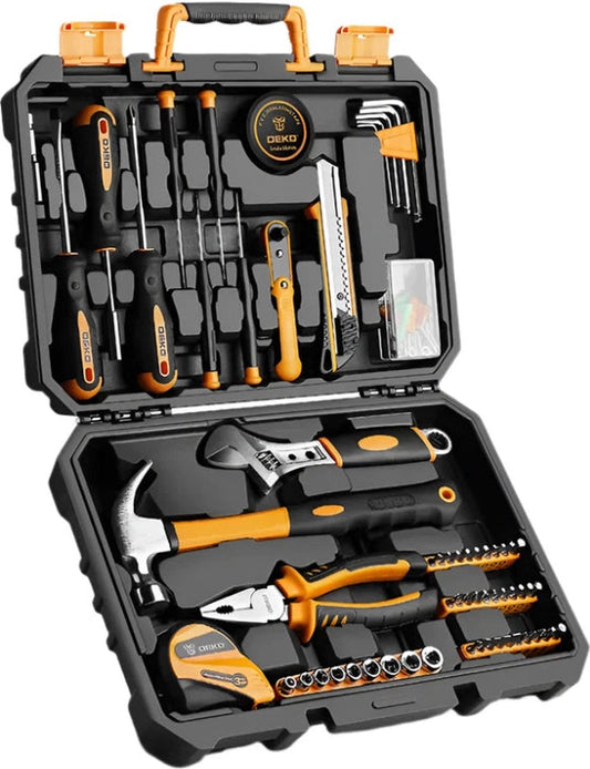 Gereedschapskoffer - Basisgereedschapset - Gereedschap - Gereedschapsset - Gemengde gereedschapsset - Voor auto Home Depot en kist - DIY algemene huishoudelijke handgereedschapsset - 100-delig - Geel