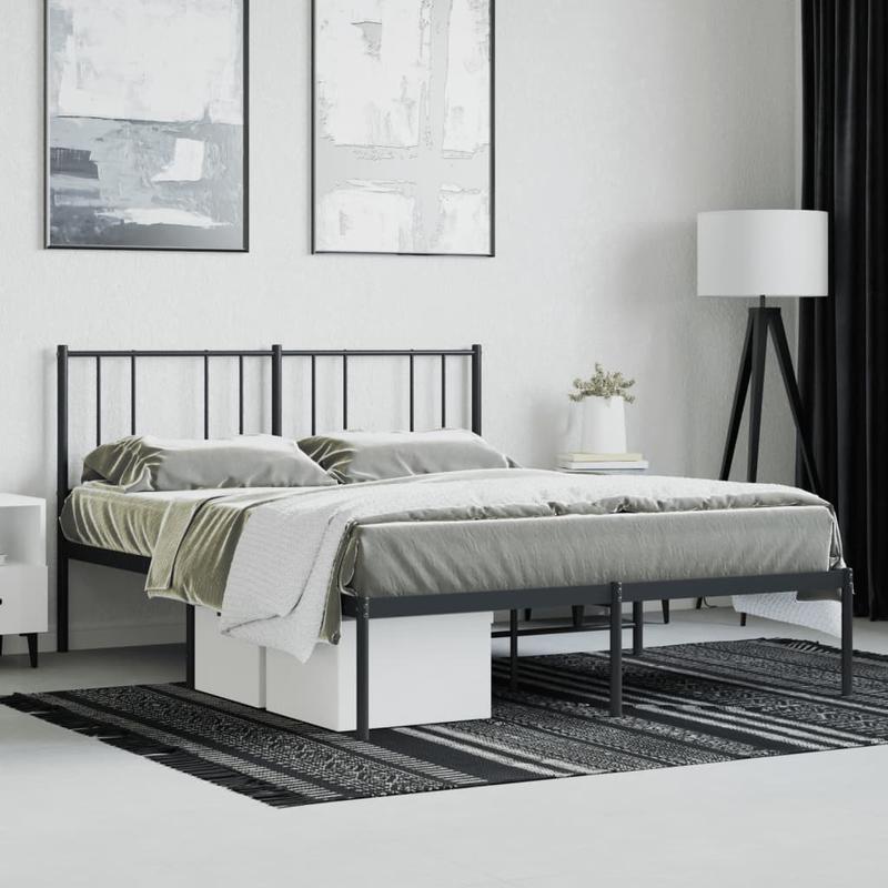 Bedframe – Bedframe Met Hoofdbord – Bed Stel – Bedframe Metaal – Bed Frame Zwart – Poedergecoat Staal – Maat 140x190 Cm