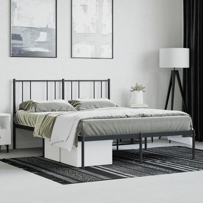 Bedframe – Bedframe Met Hoofdbord – Bed Stel – Bedframe Metaal – Bed Frame Zwart – Poedergecoat Staal – Maat 140x190 Cm