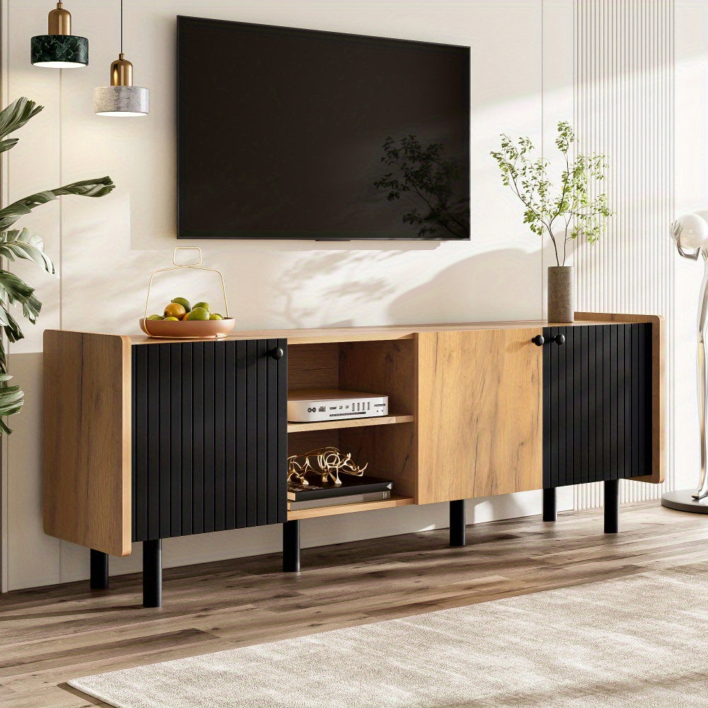 TV Meubel – TV Kast – Televisie Meubel – Mediameubel – Dressoir – Zwart met houtkleur – 160 cm breed – MDF materiaal