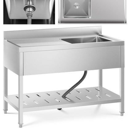 Spoelbak – Gootsteen – Keukenspoelbak – Wasbak – Spoeltafel – RVS 304 – Grote Spoelbak 49x42x24,5 cm – Verstelbare Poot 10 mm