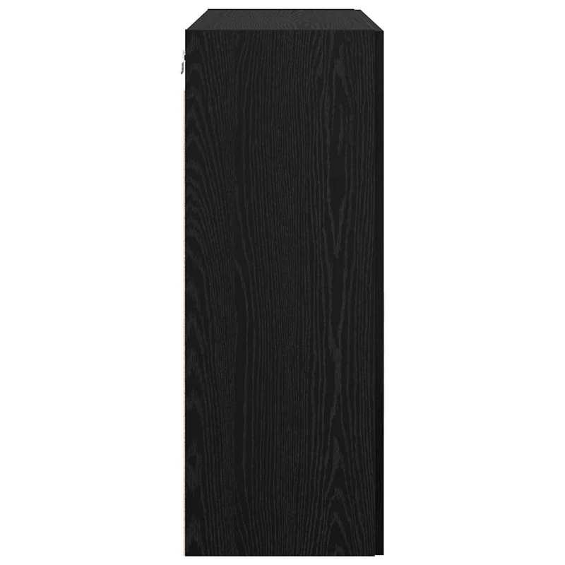 Zwarte Wandkast – Wandmeubel – Opbergkast – Hangkast – Muurbekleding – Modern Design – Duurzame MDF Eikenlook – Ruimtebesparend Verticaal 69 cm