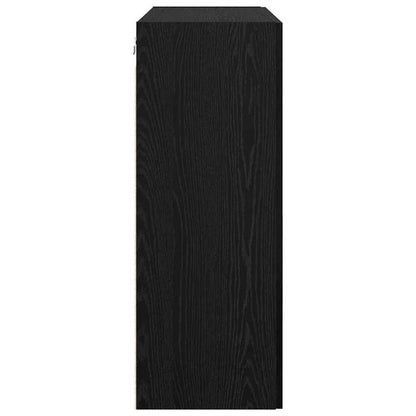 Zwarte Wandkast – Wandmeubel – Opbergkast – Hangkast – Muurbekleding – Modern Design – Duurzame MDF Eikenlook – Ruimtebesparend Verticaal 69 cm