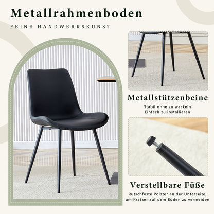 Scandinavische Eetkamerstoelen – Stoelen Set – Eetkamerstoelen – Cafestoelen – Keukenstoelen – Zwarte Variant – Ademend Katoenen Zitoppervlak – Stevige Metalen Poot Met Antislip
