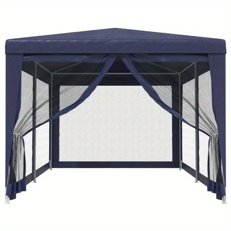 Party Tent with 6 Mesh Side Walls, Measuring 3X6 Meters, in Blue HDPE.