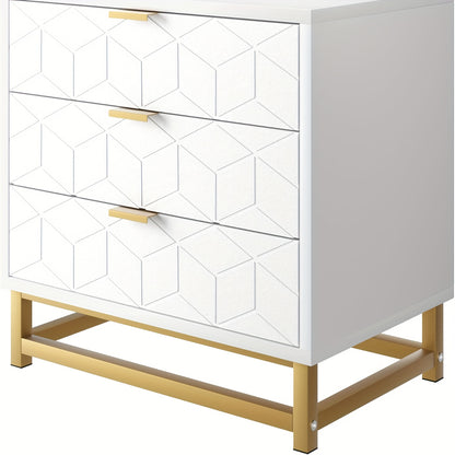Ladekast Wit – Opbergkast – Lade Kast – Commodes – Ladenkast – 3 Ruime Lades – Krasbestendig Metalen Poten – Compact Formaat 59,9x68,5 cm