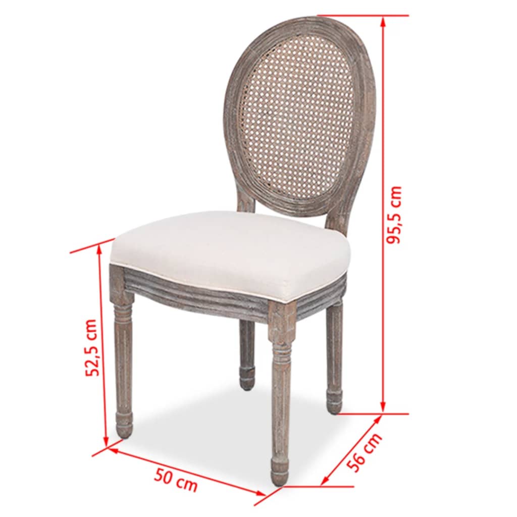 Eetkamerstoel – Eetkamerstoelen – Kuipstoel – Stoel – Set Van 4 – Linnen Bekleding – Rieten Rugleuning – Houten Frame – Komfortabele Foamvulling