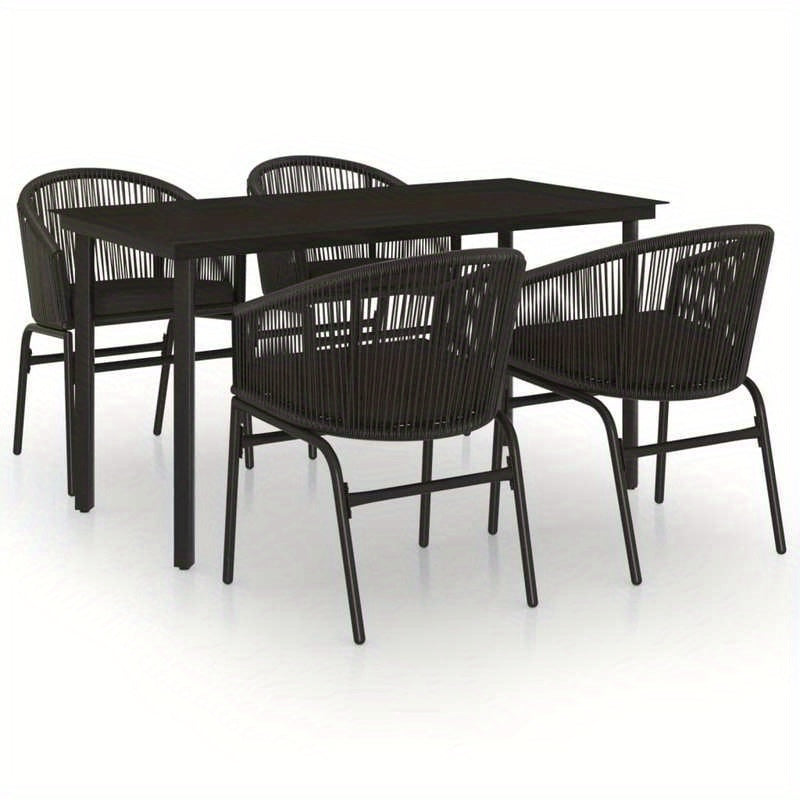 Tuinset – Tuinmeubel Set – Buitenset – Terrasmeubilair – Balkonset – Zwart – 5-Delig – Weerbestendig Hout – Lichtgewicht & Verplaatsbaar