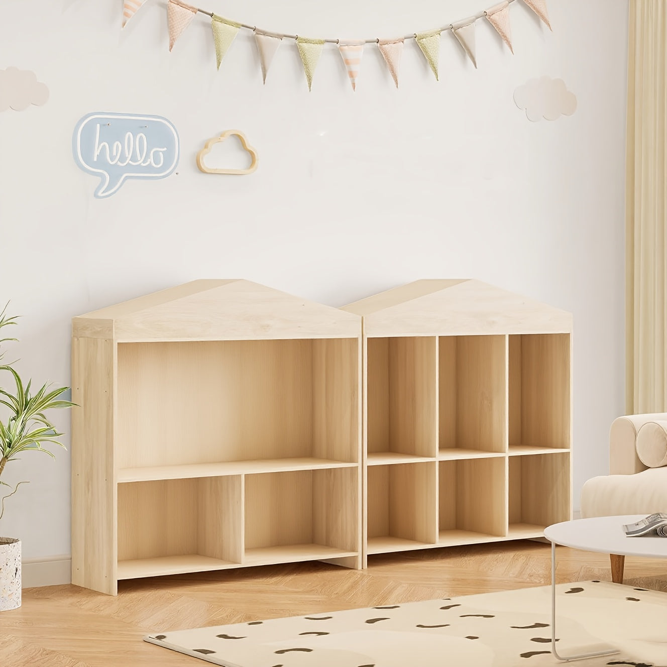Boekenkast – Boekplank – Boekrekken – Boekenplanken – Boekenkasten – 40,7 Inch 9 Vakken – Duurzaam Niet-Hout Materiaal Natural Beige