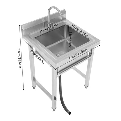 Keukenspoelbak – Spoelbak Keuken – Wasbak Keuken – Gootsteen – Enkele Spoelbak – Roestvrij Staal – 45x41x23 cm – Verstelbare Pootjes & Snelle Afvoer