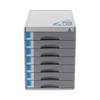 Ladeblok – Ladekast – Archiefkast – Rolcontainer – Opbergkast – 7 Lades – Met Slot en Sleutels – Aluminiumlegering – Compacte Desktop Organizer 30x36x40,5 cm