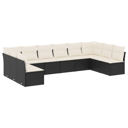 Loungeset – Loungesets – Tuinset – Tuinmeubel – Buitenmeubel – Modulair ontwerp – Weerbestendig PE-rattan – Afneembare wasbare kussenhoezen – Waterdichte opbergruimte – Zwart & crème – Zonder tafel