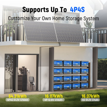 Batterij – Accu – Stroombron – Energieopslag – LiFePO4 – 12V 314Ah – Diepe Cyclusgeschikt – Ingebouwd 200A BMS