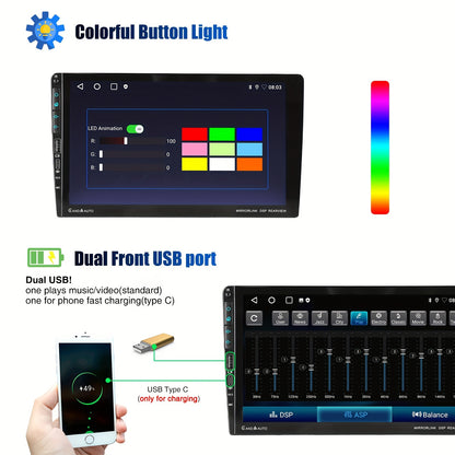 9 Inch Autoradio – Multimedia Speler – Android Autoradio – 2 DIN Radio – Auto Stereo – Met AHD Achteruitrijcamera & Externe Microfoon – IPS HD Touchscreen – Draadloze CarPlay & Android Auto