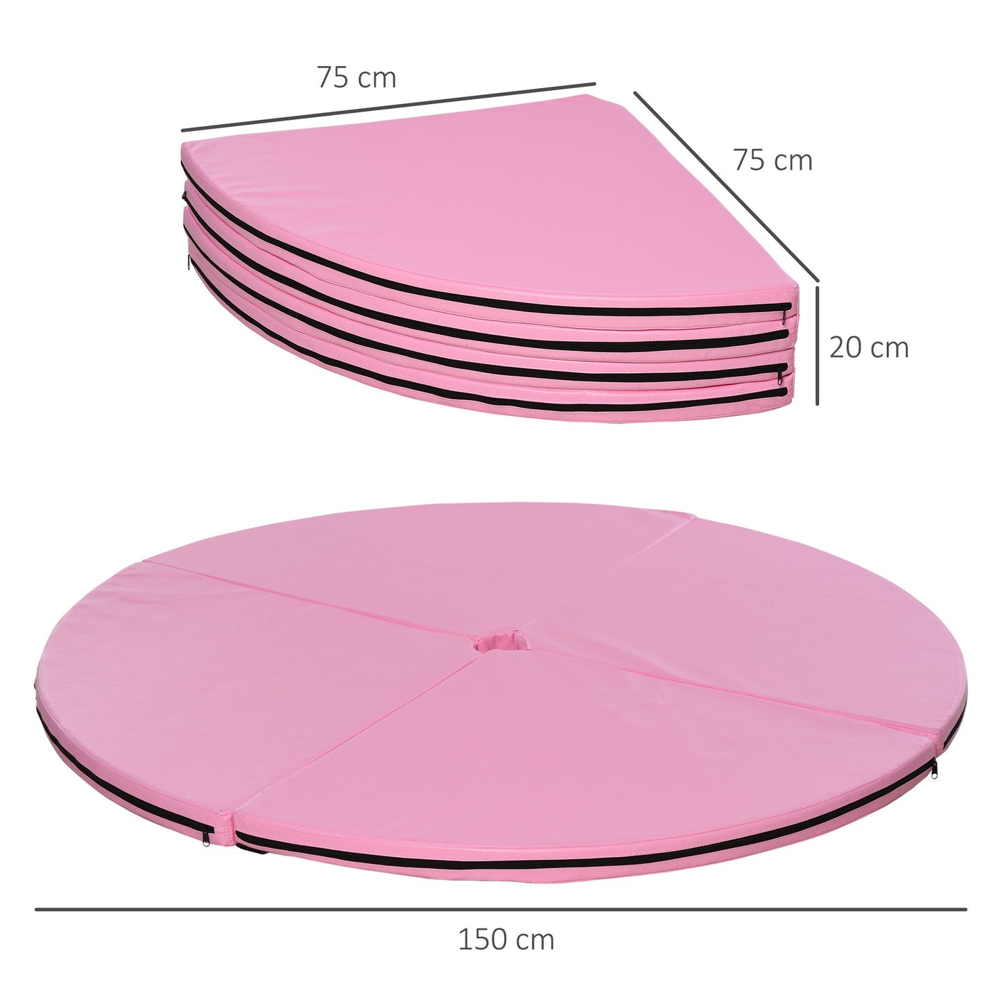 Paaldansmat – Valmat – Beschermmat – Oefenmat – Sportmat – Diameter 150 cm – Dikte 5 cm – Opvouwbaar – Waterdicht kunststof – Roze