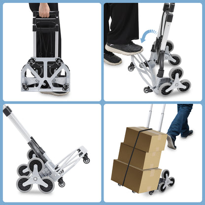 Traploperkar – Trapklimkar – Steekwagen – Transportkar – Transporttrolley – Aluminium – Verstelbare Handgreep – Inklapbaar Design